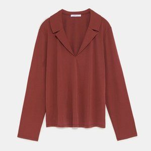 ZARA BLOUSE WITH LAPELS SIZE  M #2329-H